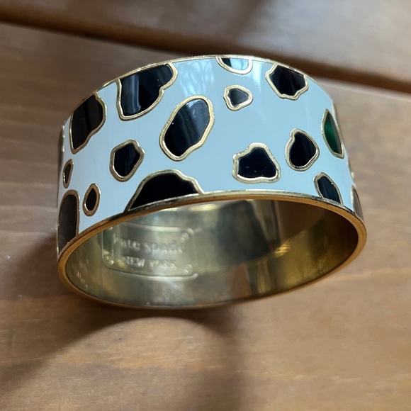 Kate Spade Black and White Spot On Cow Print Bangle Bracelet - Picture 4 of 4